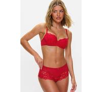 Ann Summers Sexy Lace Short Low-Rise Womens Underwear with Medium Coverage, Semi-Sheer Mesh Knicker, Floral Lace Edging & Centre Charm Red - Womens Lingerie