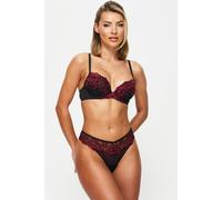 Valentines Ann Summers Sexy Lace Thong Low-Rise Womens Lingerie Underwear with Mesh Back, Delicate Floral Lace & Centre Charm, Cotton Gusset - Stylish and Comfortable G String for Minimal Lines