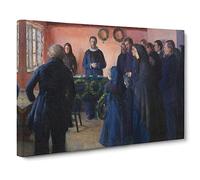 Anna Ancher A Funeral Classic Painting Canvas Wall Art Print Ready to Hang, Framed Picture for Living Room Bedroom Home Office Décor, 20x14 Inch (50x35 cm)