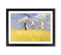 Anna Ancher Harvesters Classic Painting Framed Print | A3 Black Framed Wall Art | Ready to Hang | Classic Historical Picture | Living Room Bedroom Lounge Office