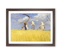 Anna Ancher Harvesters Classic Painting Framed Print | A4 Walnut Framed Wall Art | Ready to Hang | Classic Historical Picture | Living Room Bedroom Lounge Office