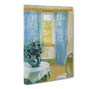 Anna Ancher Interior With Clemantis Classic Painting Canvas Wall Art Print Ready to Hang, Framed Picture for Living Room Bedroom Home Office Décor, 20x14 Inch (50x35 cm)