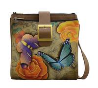 Anna by Anuschka Genuine Leather Travel Organizer, Triple Compartment - Hand-Painted Original Artwork, Floral Paradise Tan, One Size