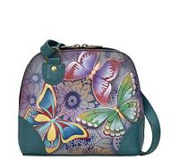 Anna by Anuschka Genuine Leather Triple Compartment Satchel, Butterfly Paradise, One Size