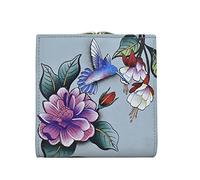 Anna by Anuschka Hand Painted Women’s Leather Two Fold Wallet W/Clasp Coin Pocket, Garden Jewels, One Size