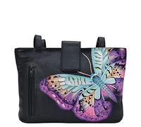 Anna by Anuschka Women Hand Painted Leather Medium Tote-Magical Wings Black, One Size