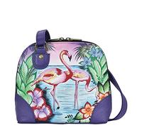Anna by Anuschka Women Hand Painted Leather Small Multi Compartment Zip-Around Organize-Tropical Flamingos, One Size