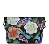 Anna by Anuschka Women Original Leather Hand-Painted Shoulder Bag, Magical Dragonflies Black, One Size
