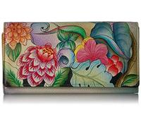 Anna by Anuschka Women’s Hand-Painted Genuine Leather Three Fold Organizer Wallet - Whimsical Garden