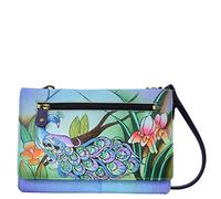 Anna by Anuschka Women's 18341834cartera Con Cordón De Piel Pintada a Manohandgemaltes Leder-Organizer-brieftasche, Schnur Wallet, Midnight Peacock, One Size