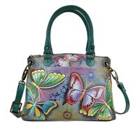 Anna by Anuschka Women's Hand-Painted Genuine Leather Small Satchel, Butterfly Paradise, One Size