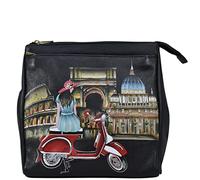 Anna by Anuschka Women's Anuschka Convertible Envelope Clutch Wristlet Original Artwork Hand-Painted Leather Expandable Backpack/Crossbody-Italian Holiday, One Size