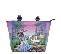 Anna by Anuschka Women's Anuschka Hand Painted Leather Zip Around Classic Satchel Large Shoulder Tote, Paris Sunrise, One Size