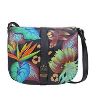 Anna by Anuschka Women's Flap Crossbody, Tropical Dreams Black, One Size