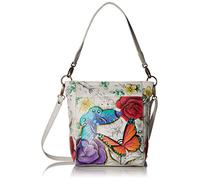 Anna by Anuschka Women's Genuine Leather Large Hobo Handbag | Hand Painted Original Artwork | Zip-Top Organizer | Floral Paradise