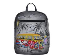 Anna by Anuschka Women's Genuine Leather Medium Backpack - Hand Painted Exterior - Happy Camper