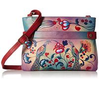 Anna by Anuschka Womens Genuine Leather Medium Crossbody Handbag - Zip-Top Organizer with Snap Side, Turkish Pottery, One Size