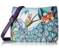 Anna by Anuschka Women's Genuine Leather Small Flap-Over Handbag | Cross-Body Organizer, Mpk/Midnight Peacock, One Size