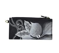 Anna by Anuschka Women's Hand Painted Genuine Leather Organizer Wallet - Midnight Floral Black, Midnight Floral Black