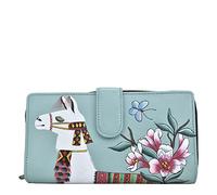 Anna by Anuschka Women's Hand Painted Genuine Leather Two Fold Wallet, Llama Llama, One Size
