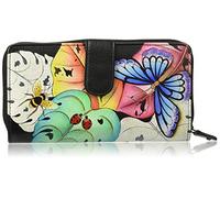 Anna by Anuschka Women's Hand Painted Genuine Leather Two Fold Wallet, Lovely Leaves, One Size