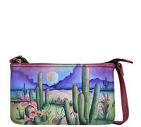 Anna by Anuschka Women's Hand-Painted Leather Crossbody Organizer-Desert Moon, One Size
