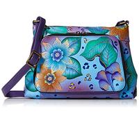 Anna by Anuschka Women's Hand-Painted Leather Crossbody Organizer, Tropical Safari, One Size