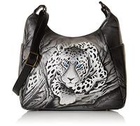 Anna by Anuschka Women's Hand Painted Leather Large Multi Pocket Hobo Bag, African Leopard, One Size