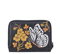 Anna by Anuschka Women's Hand Painted Leather Organizer Wallet-Butterfly Dusk, One Size