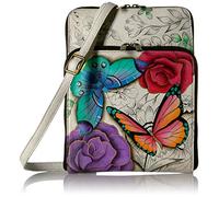Anna by Anuschka Women's Hand Painted Leather Round Zippered Organiser Cross Body, Floral Paradise, One Size