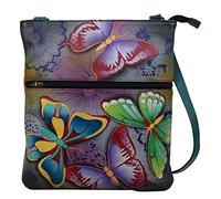 Anna by Anuschka Women's Hand-Painted Leather Slim Cross Shoulder Bag, Butterfly Paradise, One Size