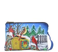 Anna by Anuschka Women's Hand Painted Leather Slim Crossbody-Snow Day, One Size