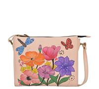 Anna by Anuschka Women's Hand-Painted Leather Slim Medium Crossbody-Dragonfly Garden, One Size