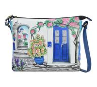 Anna by Anuschka Women's Hand-Painted Leather Slim Medium Crossbody, Magical Greece, One Size