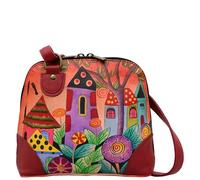 Anna by Anuschka Women's Hand Painted Leather Small Multi Compartment Zip-Around Organizer Original Artwork, Village of Dreams, One Size