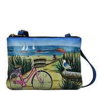 Anna by Anuschka Women's Hand-Painted Leather Small Zip Around Crossbody-Beach Day, One Size