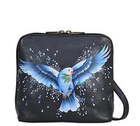 Anna by Anuschka Women's Hand Painted Leather Small Zip Crossbody-Peace and Love, One Size