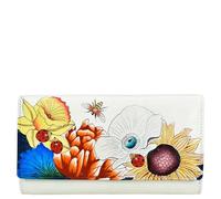 Anna by Anuschka Women's Hand Painted Leather Three Fold Organizer Wallet, Floral Melody, One Size