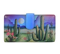Anna by Anuschka Women's Hand Painted Leather Two Fold Wallet-Cuddly Koala, Desert Moon, One Size