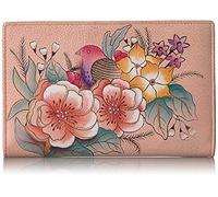 Anna by Anuschka Women's Hand-Painted Leather Two Fold Wallet-Vintage Garden Bifold, One Size