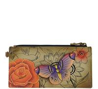 Anna by Anuschka Women's Hand Painted Leather Wallet Organizer, Floral Paradise Tan, One Size
