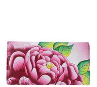 Anna by Anuschka Women's Handpainted Leather Ladies Wallet Snap Button Closure Bi-Fold, Precious Peony, M