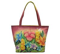 Anna by Anuschka Women's, Handpainted Leather Large Tote, Mediterranean Garden, L