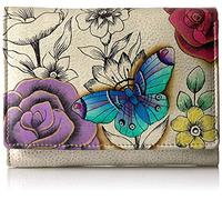 Anna by Anuschka Women's Ladies Leather Hand Painted Triple Fold Purse Flower Tri, Floral Paradise, One Size