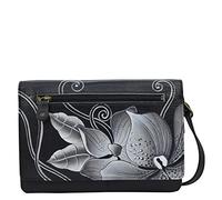 Anna by Anuschka Women's Leather Organizer Wallet On a String-Hand Painted Original Artwork Exterior-Midnight Floral Black, Midnight Floral Black, One Size