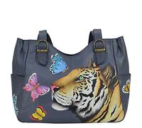 Anna by Anuschka Women's Leather Shoulder Bag-Hand Painted Original Artwork Exterior-Royal Tiger, One Size
