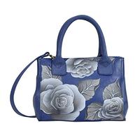 Anna by Anuschka Women's Leather Small Convertible Tote-Hand Painted Exterior-Romantic Rose Blue, One Size