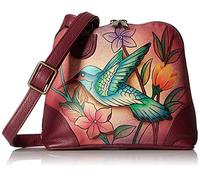 Anna by Anuschka Women's Leather Small Zip-Around Handbag, Multi Compartment Organizer Hand-Painted Original Artwork, Birds in Paradise, One Size