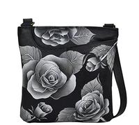 Anna by Anuschka Women's Medium Crossbody, Romantic Rose Black, One Size