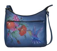 Anna by Anuschka Women's Original Hand-Painted Medium Crossbody-Leather Handbag, Hummingbird Glory, One Size